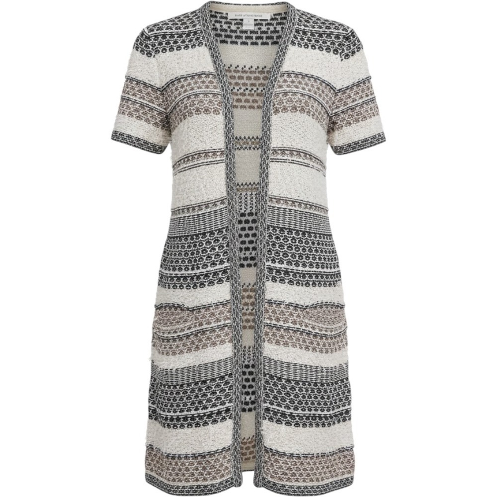 Diane von Furstenberg DVF Arryn Short Sleeve Knit Long Cardigan Cardigan Cream M